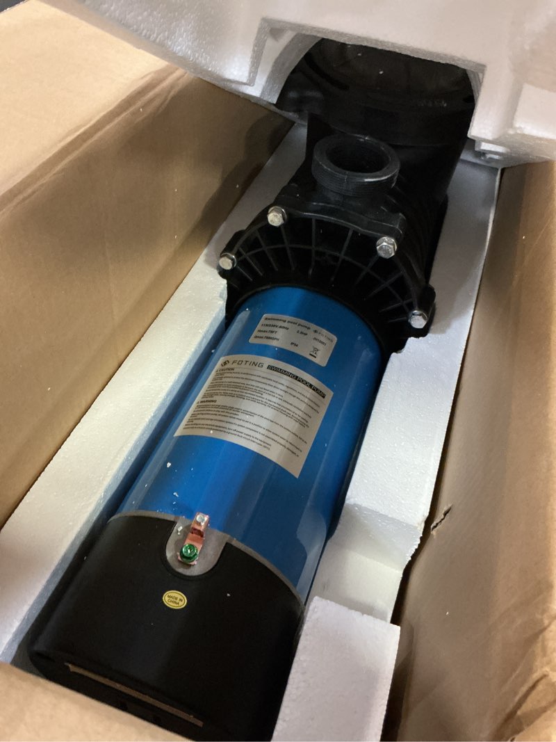 Condition photo showing Good Condition for foting in/above ground pool pump, self primming pool pump high flow 1.5" & 2" npt inlet connectors, dark blue&black