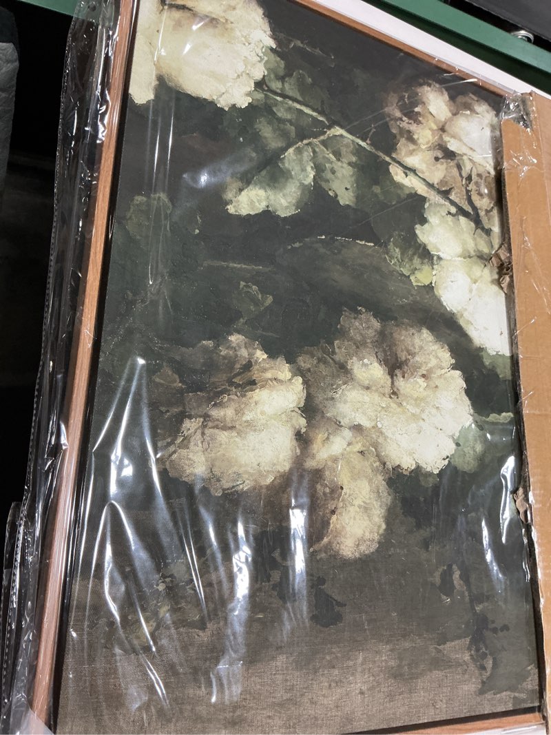 Condition photo showing Good Condition for InSimSea Vintage Floral Square Framed Canvas Wall Decor, 24x24in Rustic Roses Flower Wall Art Prints for Living Room, Flowers Pictures for Bedroom Living Room Aesthetic Home Decor