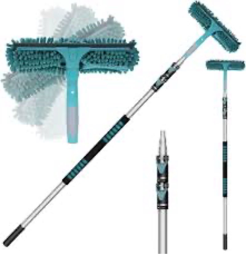 TelesPro 20 Feet High Reach Window Squeegee with 5-12Ft Extension Pole, Window Cleaner Tool with 3-S