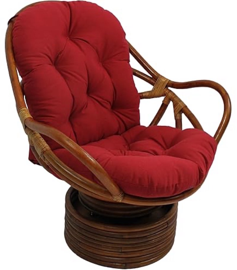 Blazing Needles Solid Twill Swivel Rocker Chair Cushion, 48 inch x 24 inch , Ruby Red, 1 Count (Pack of 1)
