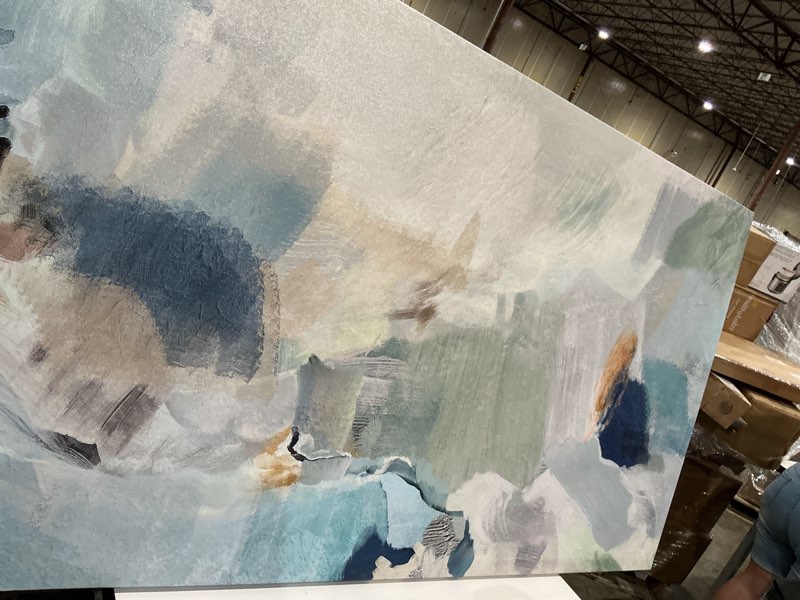 Condition photo showing Good Condition for artewoods abstract canvas wall art teal abstract pictures canvas painting modern bluish green canvas prints turquoise artwork wall decor for living room bedroom home office wall decoration 29" x 58" teal abstract artwork wrapped canvas 58"l x 29"w
