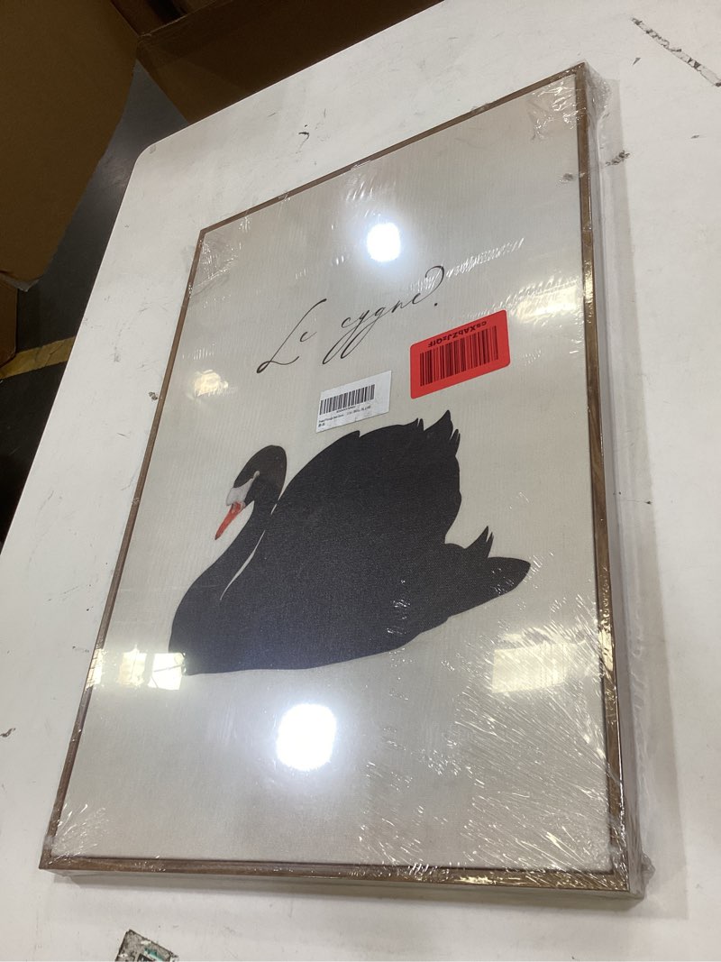 Condition photo showing New/Like New for eaglog vintage framed-black swan wall art,farmhouse animal canvas print,black and white cottagecore picture,eclectic rustic artwork,moody painting wall decor for living room bedroom office 8x10in white 10"l x 8"w