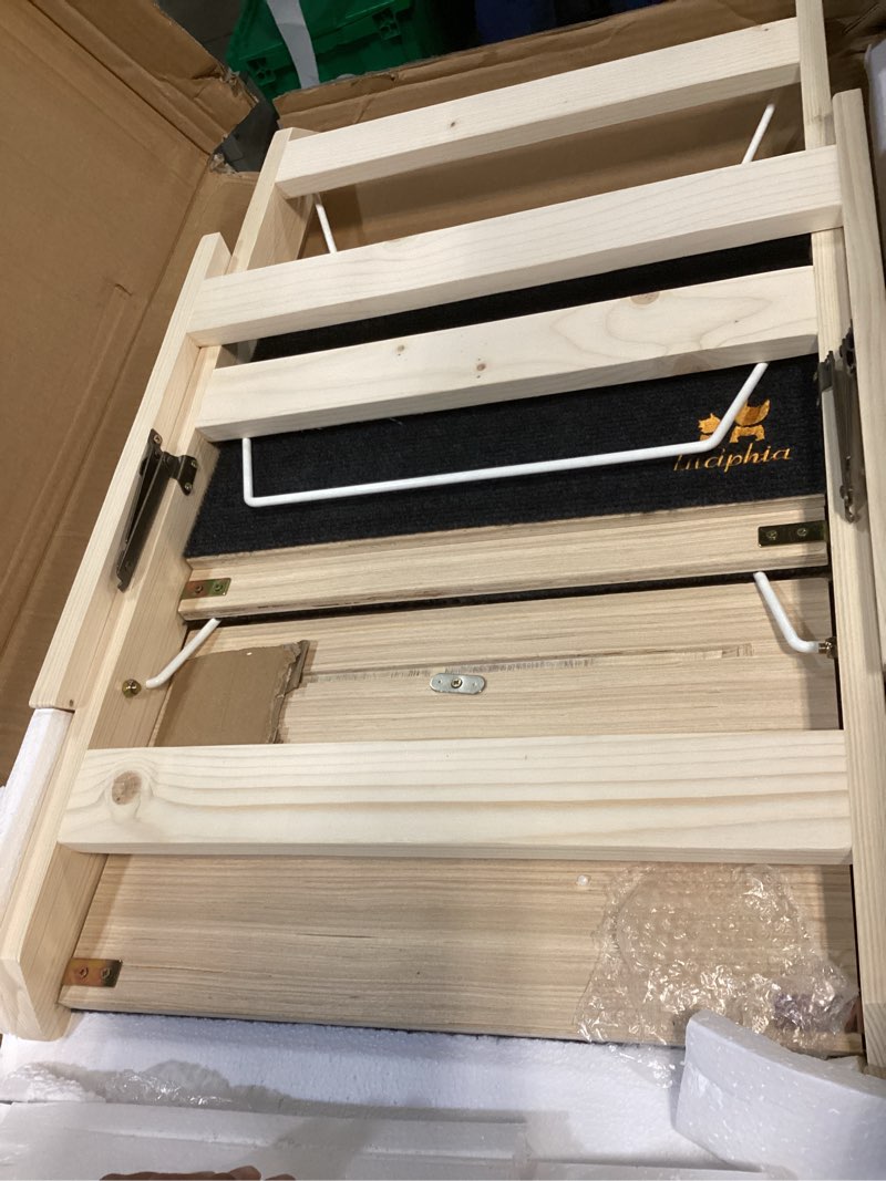 Condition photo showing Good Condition for luciphia wooden dog stairs for small dogs 2-in-1 foldable dog steps for beds cars couch anti-slip pet ramp with 3 steps indoor pet stairs for medium large older pets cats up to 220lbs 19.7"h x 23.6"l x 17.3"w-3 steps for sofas & low beds