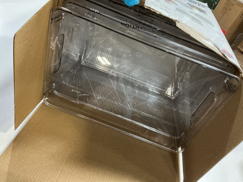 Condition photo showing Good Condition for ClearSpace Clear Plastic Storage Bins – Pantry Organizers & Storage Containers, Cabinet Organizer - Home Organization Must Haves for Kitchen, Laundry Room, Office, Closet, Garage & Freezer 8 Pack