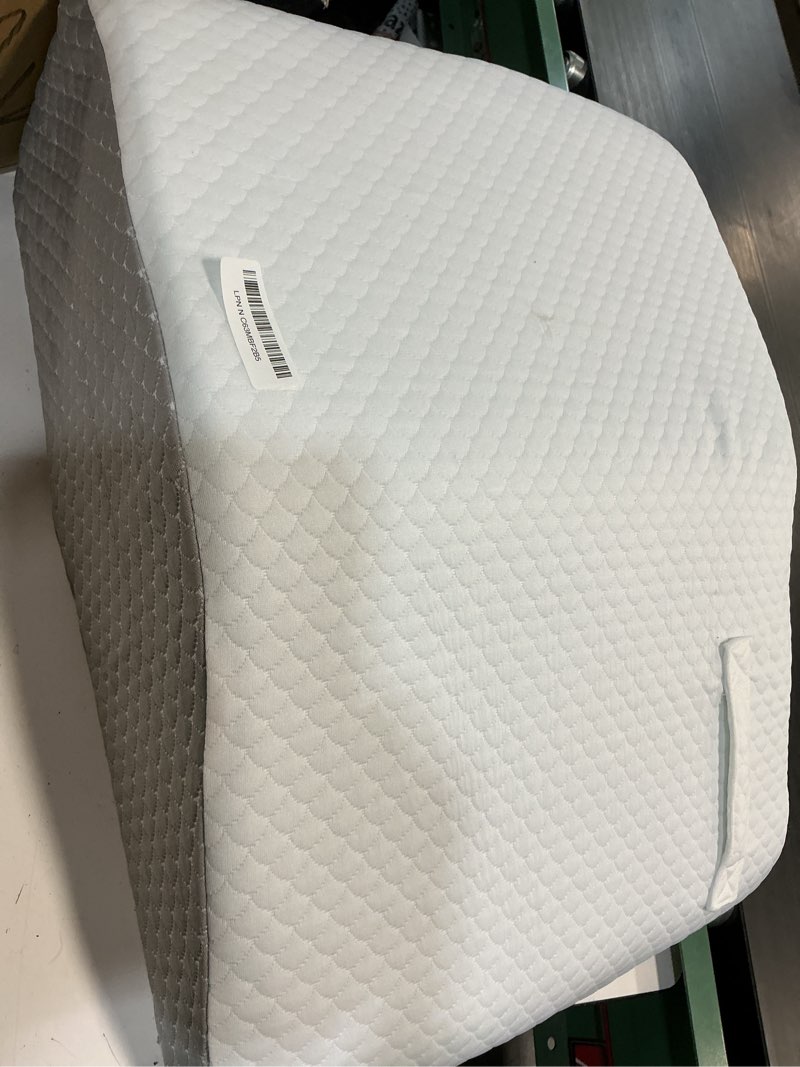 Condition photo showing As Is for leg pillow elevation blood circulation, leg wedge for elevation for swelling, leg elevating pillow for after surgery, memory foam foot knee pillow for back sleeping 23.6×16.8×8 inch white/grey 23.6*16.8*8 inch white/grey