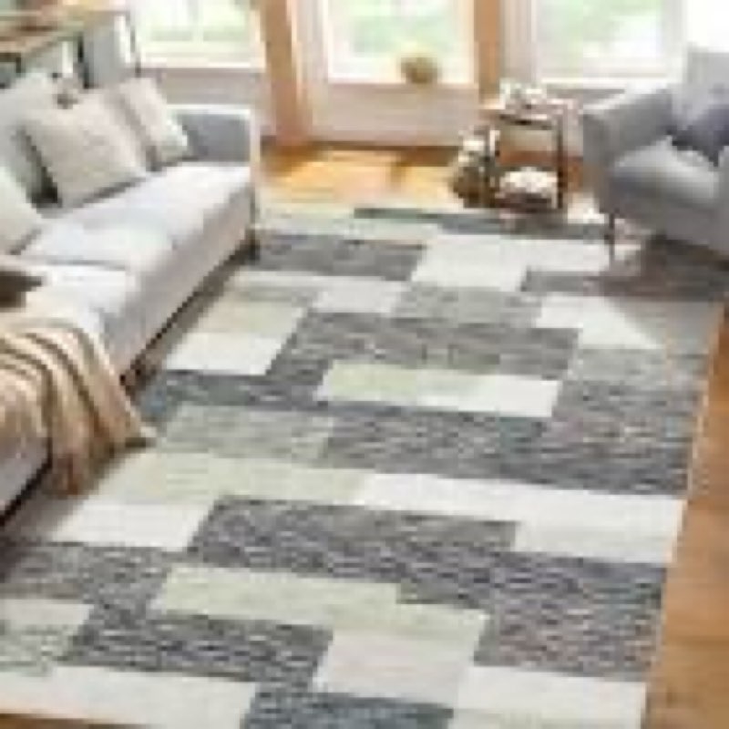 garvee area rugs 5x7 rugs for living room modern plaid washable rug indoor soft bedroom rug low pile non slip cross lines print carpet foldable thin rug for dining room home