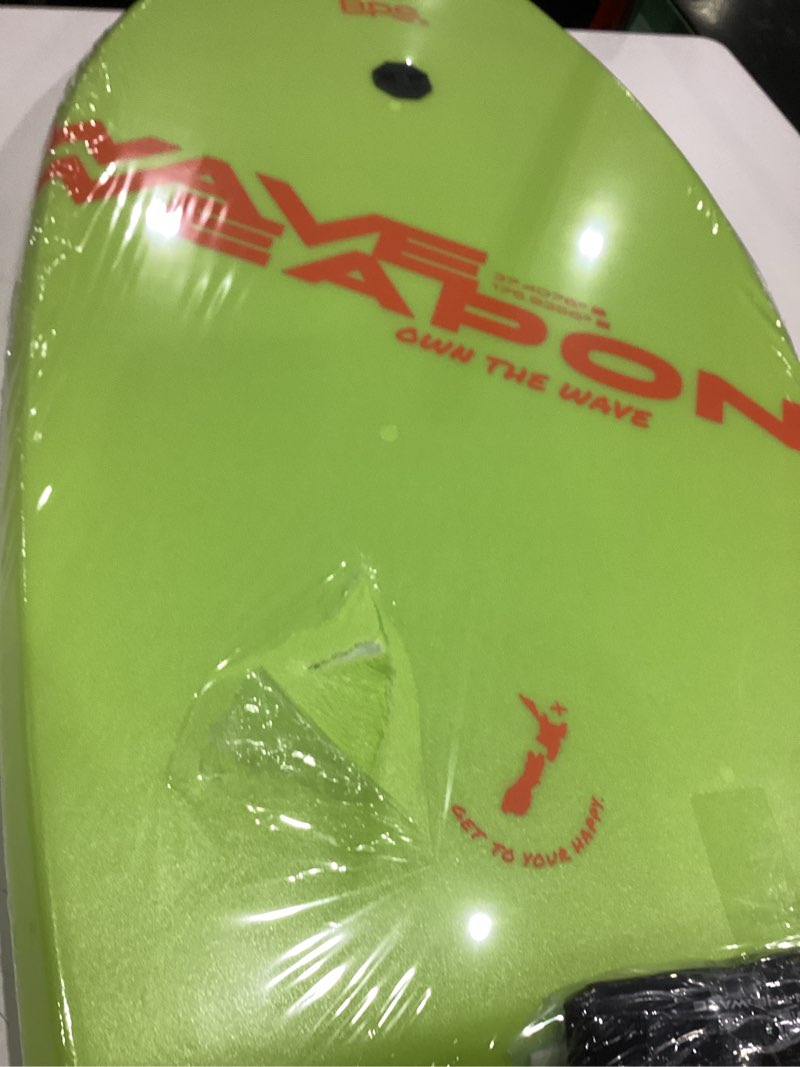 Condition photo showing As Is for 'wave weapon' body board for all wave conditions - lightweight with eps core hdpe slick bottom body boards for beach with wrist leash and plug for kids and adults blue & orange 33 inch