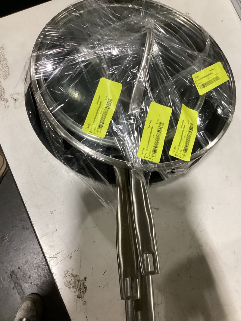 Condition photo showing As Is for koch systeme cs hybrid nonstick stainless steel saucepan set, 6-piece triply stainless steel saucepan set with hybrid honeycomb interior, 1qt & 2qt & 3qt sauce pans, induction ready, steel pot set 1+2+3 quart black