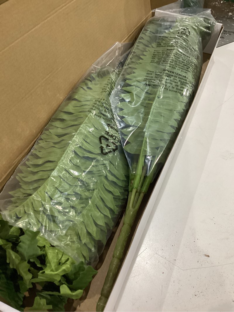 Condition photo showing New/Like New for dkaltm artificial boston fern bush- set of 2 large artificial ferns for outdoors, faux ferns, suitable for office & living room decor, 55branches for each bouquet