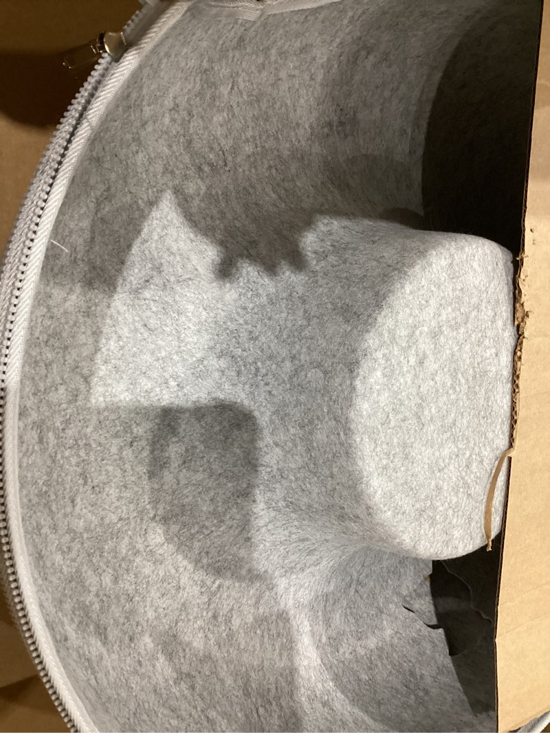 Condition photo showing As Is for Cattasaurus Peekaboo Cat Cave Donut for Multiple & Large Cats up to 30-45 lbs, 3-in-1 Self Warming Cat Bed, Tunnel & Scratcher for Indoor Cats, Washable & Detachable Small Dog Bed (Light Gray, Large) Light Gray Large