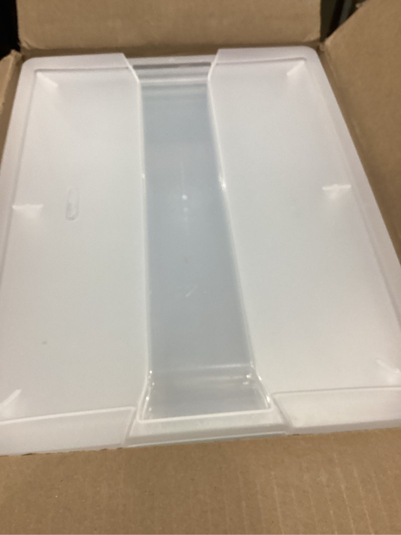 Condition photo showing Good Condition for IRIS USA 6 Qt. Storage Bins with Lids, 4-Pack, |Made in USA|, Small Plastic Craft Container Sensory Totes for Art Supplies, Paper, and Office, Stackable - Clear 6 Qt. - 4 Pack