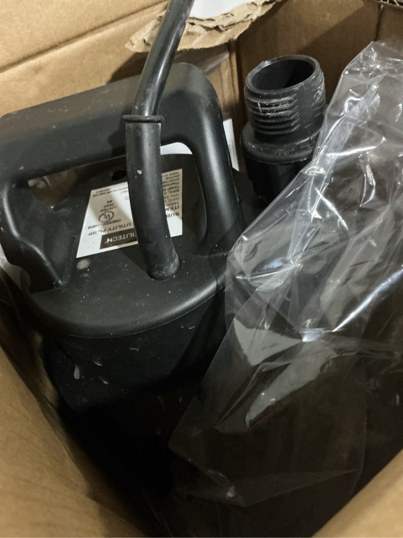 Condition photo showing As Is for utilitech 1/3-hp 115-volt 30-gpm thermoplastic submersible utility pump