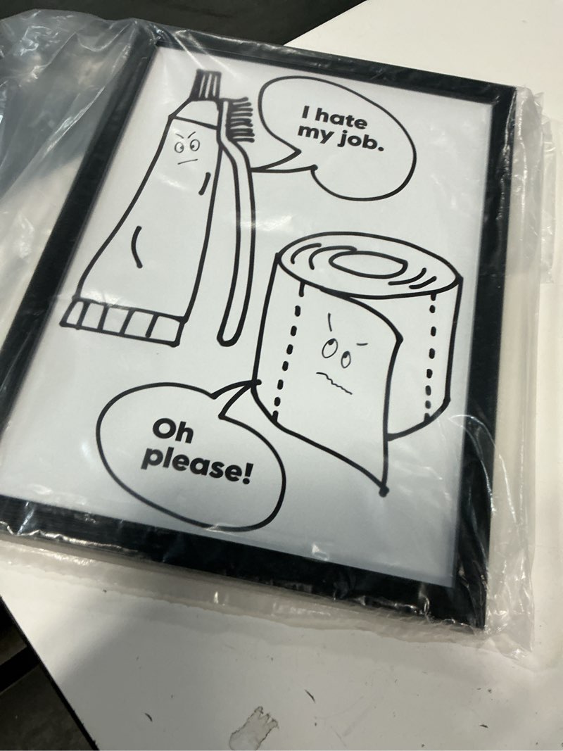 Condition photo showing Good Condition for Black and White Bathroom Wall Decor Funny Bathroom Quote Wall Art Framed Cute Canvas Print Pictures Artwork for Wall