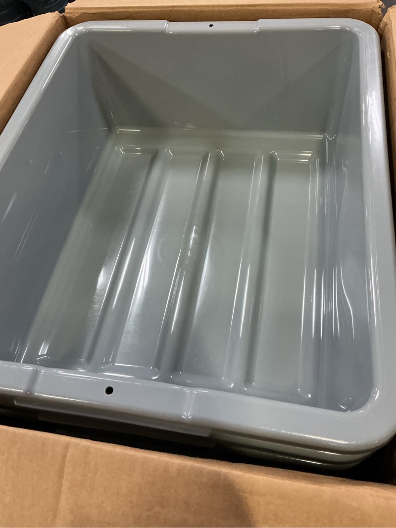 Condition photo showing New/Like New for rubbermaid commercial products standard bus/utility box, 7-gallon, gray, heavy duty plastic restaurant wash basin/dish washing tub for kitchen organization/storage undivided 7 gallon gray