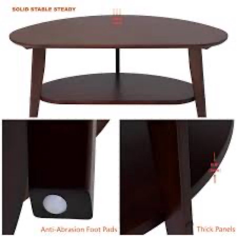 NAVREX Mid Century Modern Coffee Table with Storage, 2 Tier Oval Round Coffee Tables for Living Room