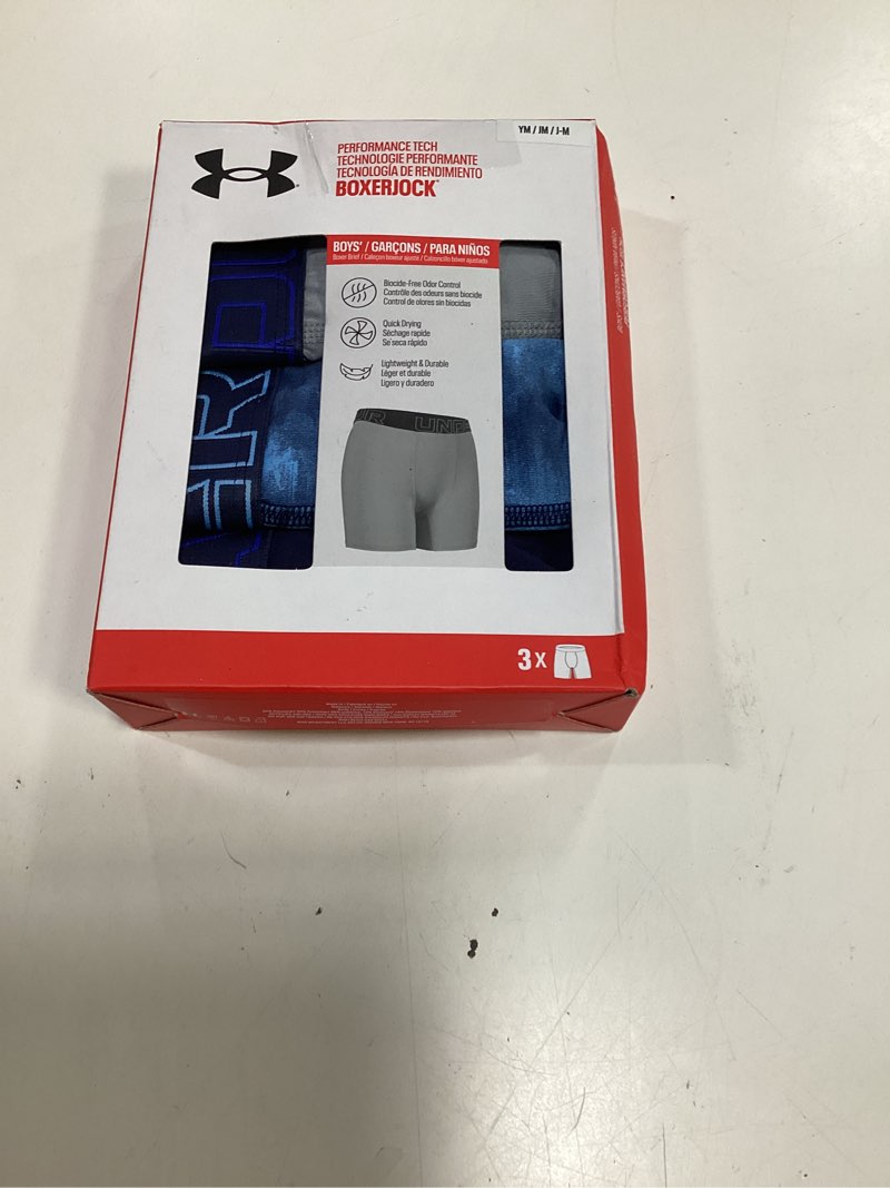 Condition photo showing New/Like New for under armour boys' multipack performance tech boxer brief, lightweight & smooth stretch fit medium midnight navy