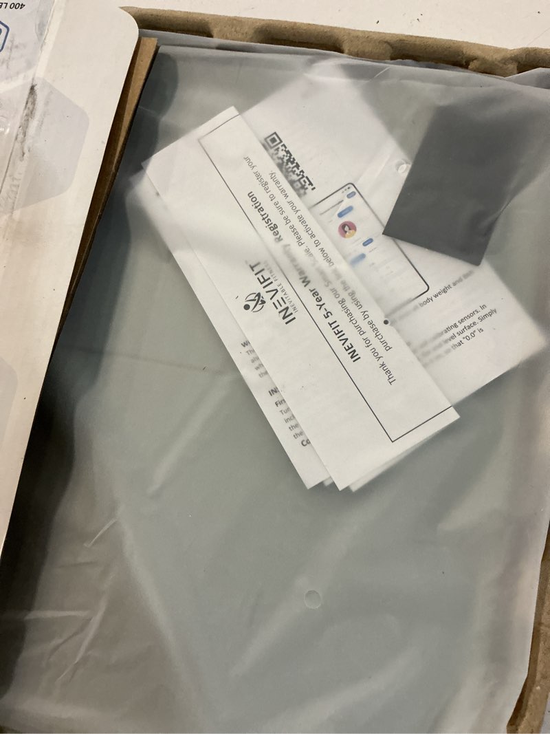 Condition photo showing Good Condition for inevifit bathroom scale, highly accurate digital bathroom body scale, measures weight up to 400 lbs. includes batteries silver