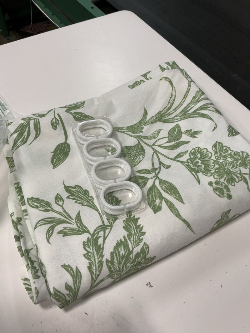 Condition photo showing Good Condition for wouvma sage green shower curtain floral cotton cottagecore shower curtain for bathroom 72" w x 84" l cotton green extra long 84"l x 72"w