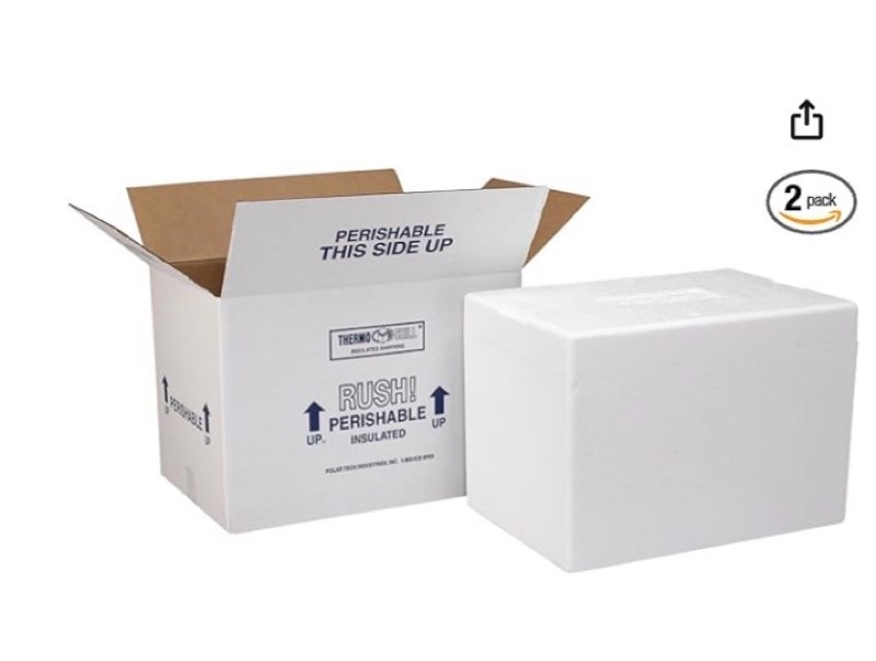 polar tech 227c thermo chill insulated carton with foam shipper, medium, 15.5" length x 13.75" width x 10.5" depth, 2 count (pack of 1)