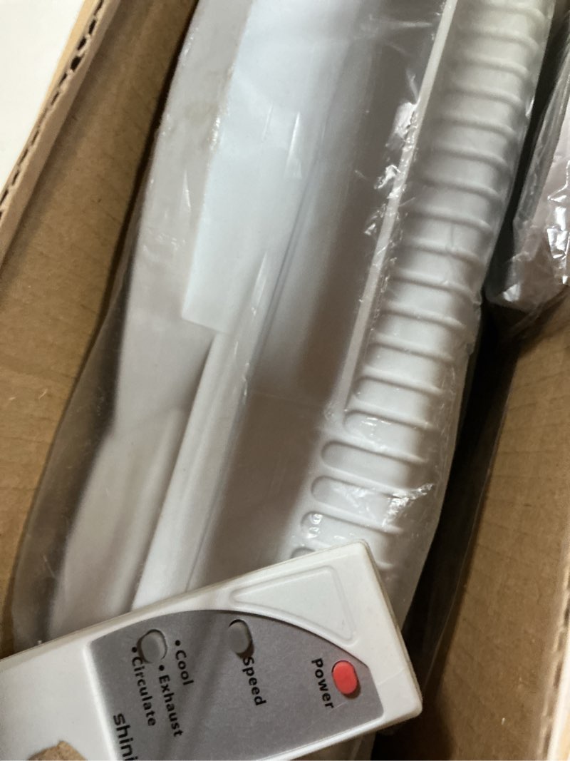 Condition photo showing New/Like New for shinic Window Fan with Reversible Airflow Quiet, Twin 9" Blades, Full Remote Control, 3 Functions-3 Speeds, Bathroom Kitchen Window Exhaust Fan, Width Adjustable (From 23.5" to 37") ETL Certified