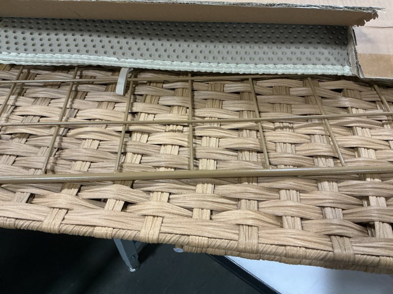 Condition photo showing Good Condition for Cat Litter Box Enclosure with Soft Litter Mat; Hidden Cat Washroom Furniture with Door; Handwoven Rattan Kitten House with Large Space; Pet Crate for Living Room, Bedroom, Balcony (Natural) 30.3'' L x 18.2'' W x 24.2'' H Natural