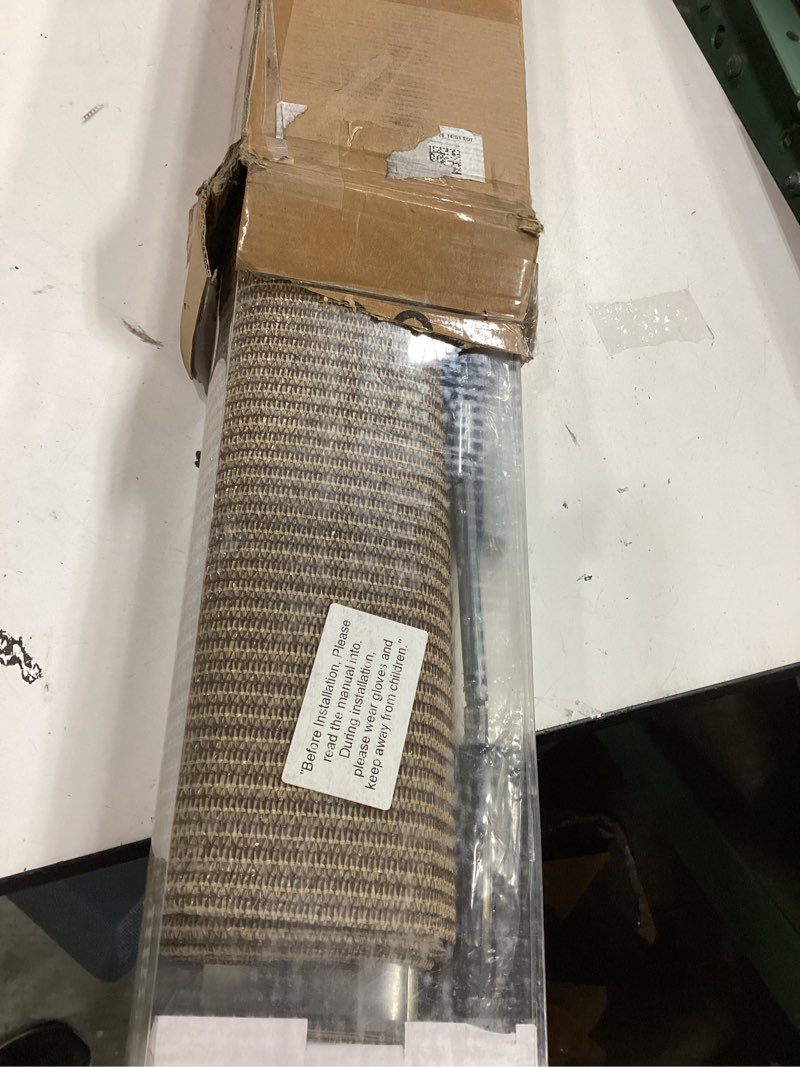 Condition photo showing Good Condition for artpuch outdoor roller shade 8' w x 8' h, walnut exterior cordless patio shades roll up blinds with spliced pole design, (2 poles, one-piece fabric) 96"w x 96"h walnut