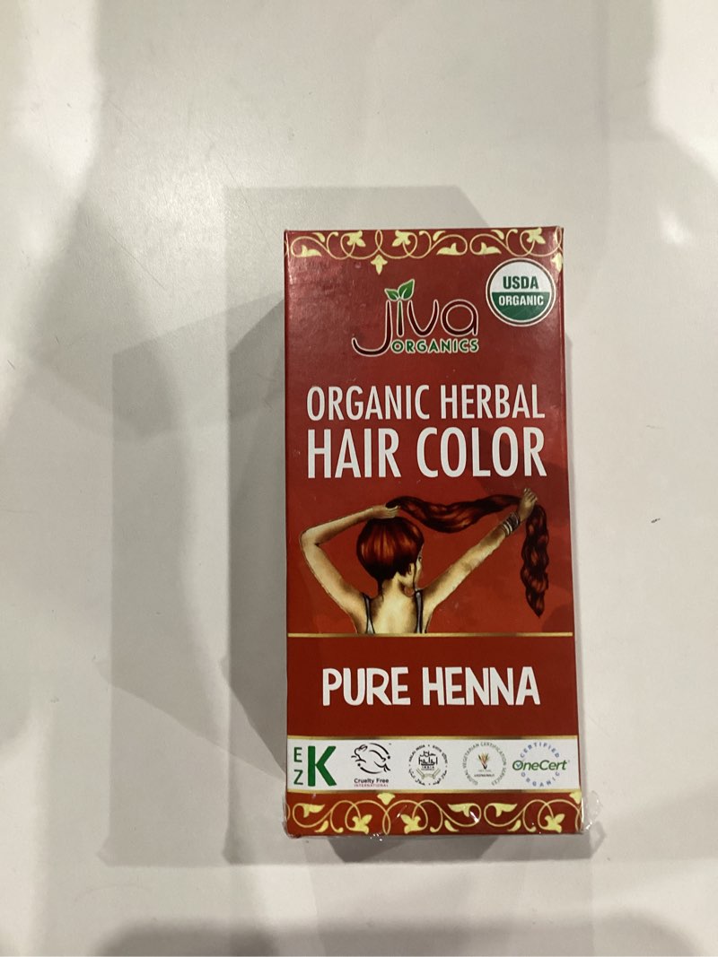 Condition photo showing New/Like New for Jiva Organic Herbal Henna Powder With Added Aloe Vera - 100% Pure, Certified Organic Natural Hair Colorant - NO Chemicals, Kosher, Vegan, Cruelty Free 3.5 Oz (100g)