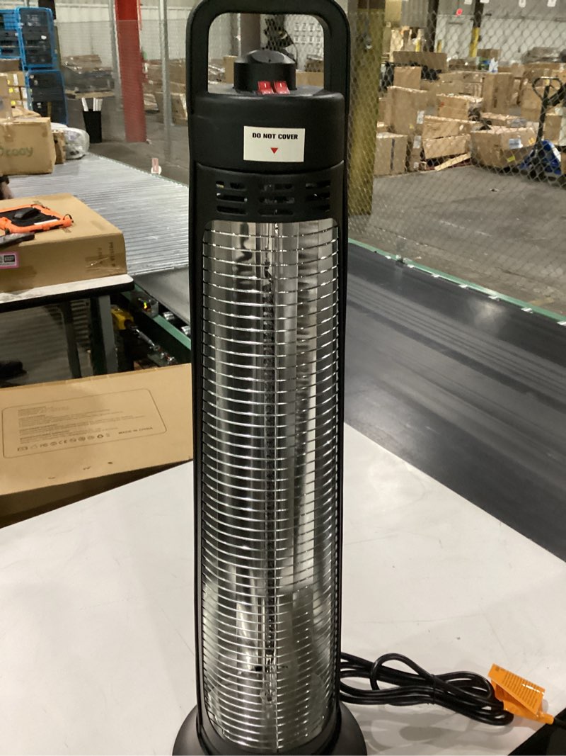 Condition photo showing New/Like New for similar to stock photos outdoor heater for patio, 32\" infrared electric heaters indoor w/remote, 1500w, 60° oscillation, 9h timer, 9 heat level, tip-over/overheating protection, safety lock, for garage porch office inky