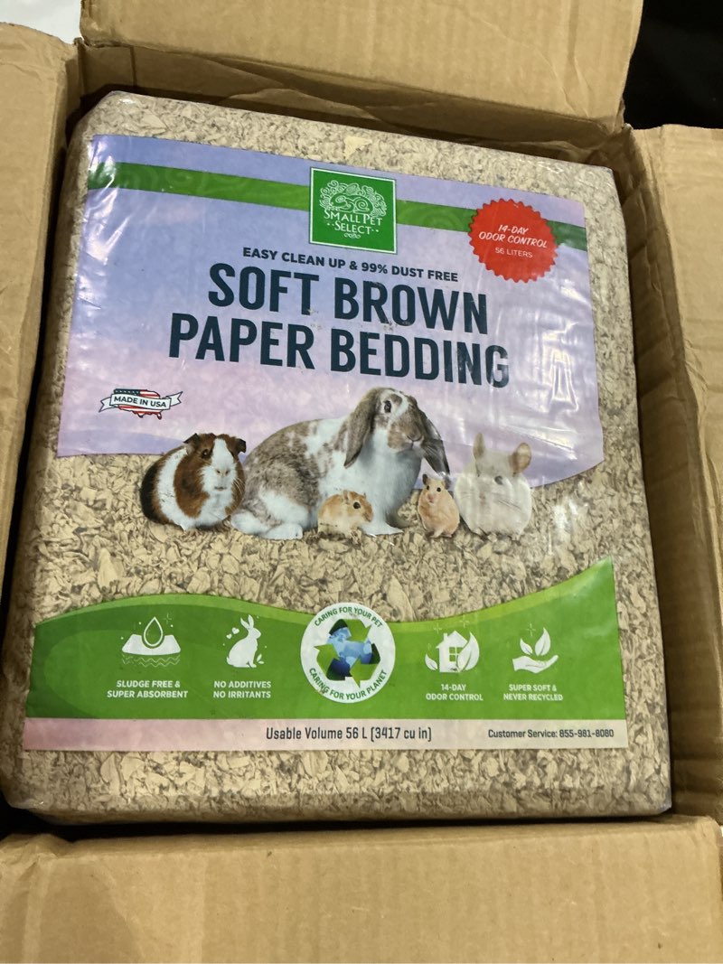 Condition photo showing Good Condition for small pet select premium small animal bedding, natural soft paper bedding for small indoor and outdoor pets, made in usa, jumbo size 178 l pack