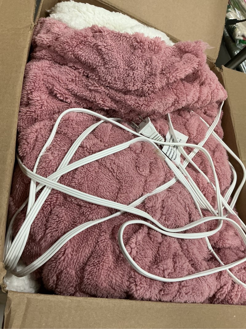 Condition photo showing As Is for heated blanket twin size 62"x84" pink - soft thick warm sherpa electric blanket for winter with 5 fast heating levels & 10hrs auto off for women gift, overheating protection for office bed 2-pink twin 62"x84"