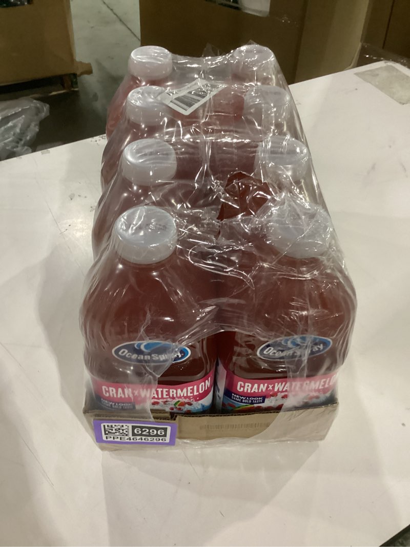 Condition photo showing New/Like New for best before 06/07/2026**** ocean spray® cran-watermelon™ cranberry watermelon juice drink, 64 fl oz bottle (pack of 8) cranberry watermelon juice drink 64 fl oz (pack of 8)