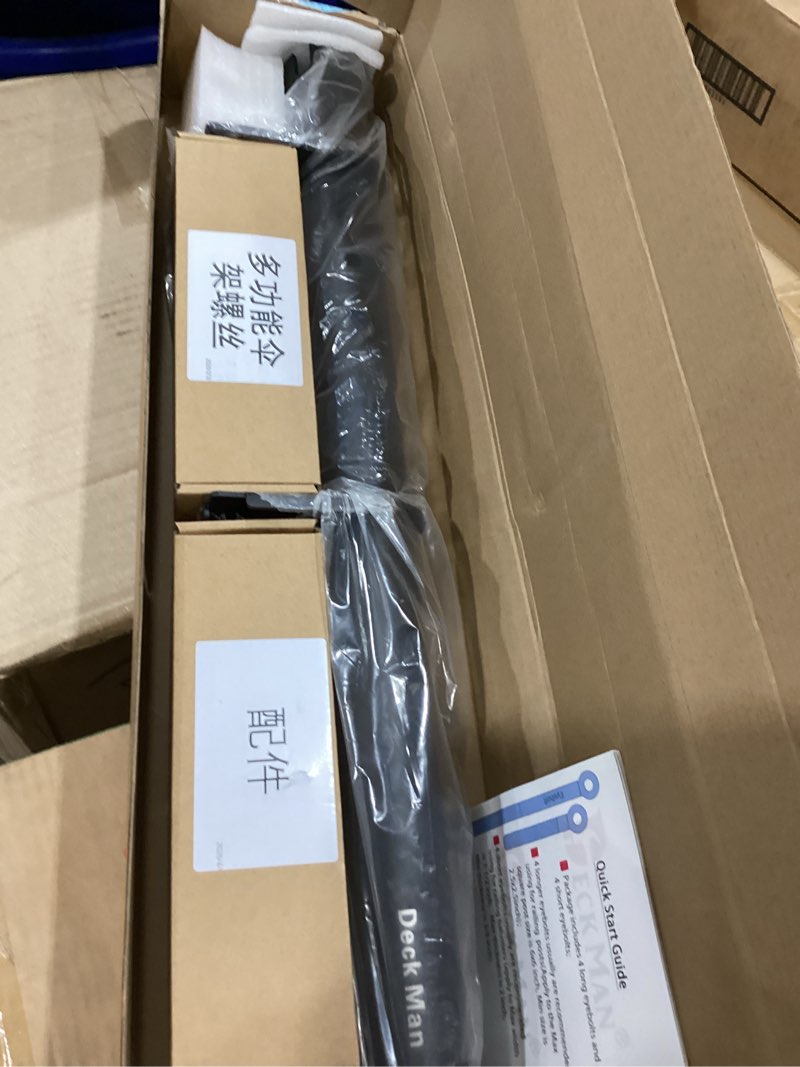 Condition photo showing Good Condition for patio table/offset umbrella railing holder, stainless steel outdoor umbrella mount/bracket for deck railing, adjustable base width (tube id: 2.05")