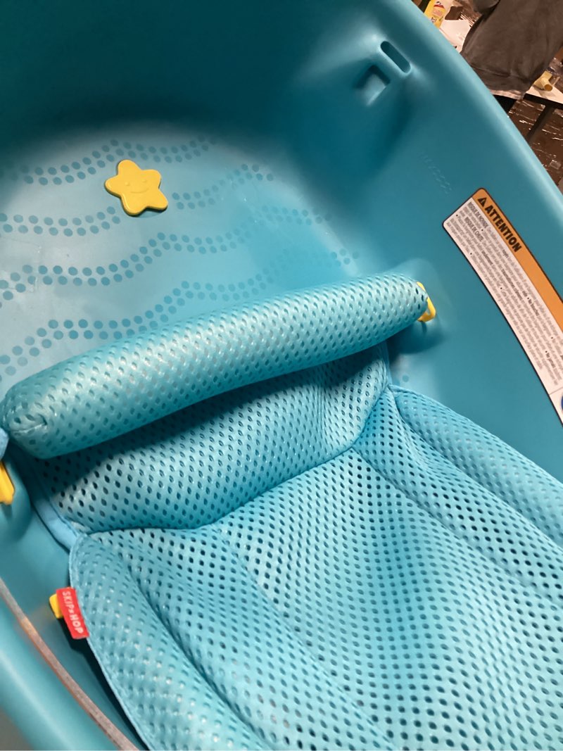 Condition photo showing Good Condition for Skip Hop Baby Bath Tub, 3-Stage Smart Sling Tub, Moby, Blue