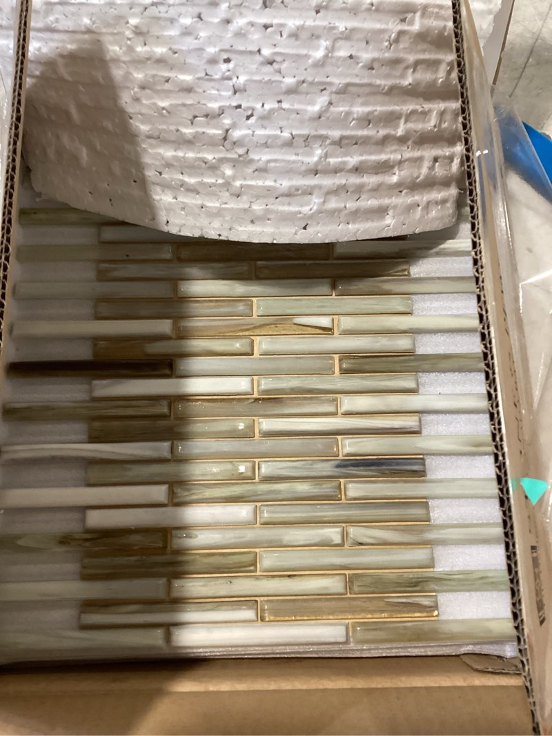 Condition photo showing Good Condition for tenedos seashells glass mosaic tile – 12x12 premium random pattern wall tile for backsplash, bathroom, and accent walls – 5 sheets