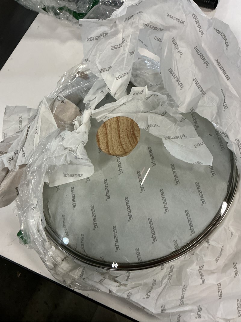 Condition photo showing Good Condition for sensarte nonstick frying pan skillets, white ceramic coating omelette pans, healthy cookware chef's pan, free of ptfe & pfas (8+11inch with lid) 8+11 inch w/ lid white