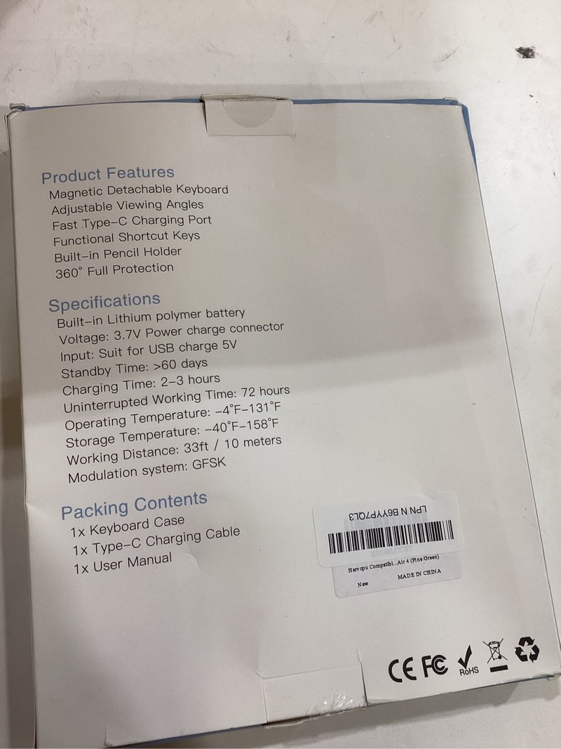 Condition photo showing Good Condition for Harvopu Compatible for iPad Air 11-inch/ 10.9" Air 5th 4th Generation Case with Keyboard - Backlit Detachable, Folio Cover with Pencil Holder for iPad Air 11 Inch M3/M2, Air 5/ Air 4 (Pine Green)