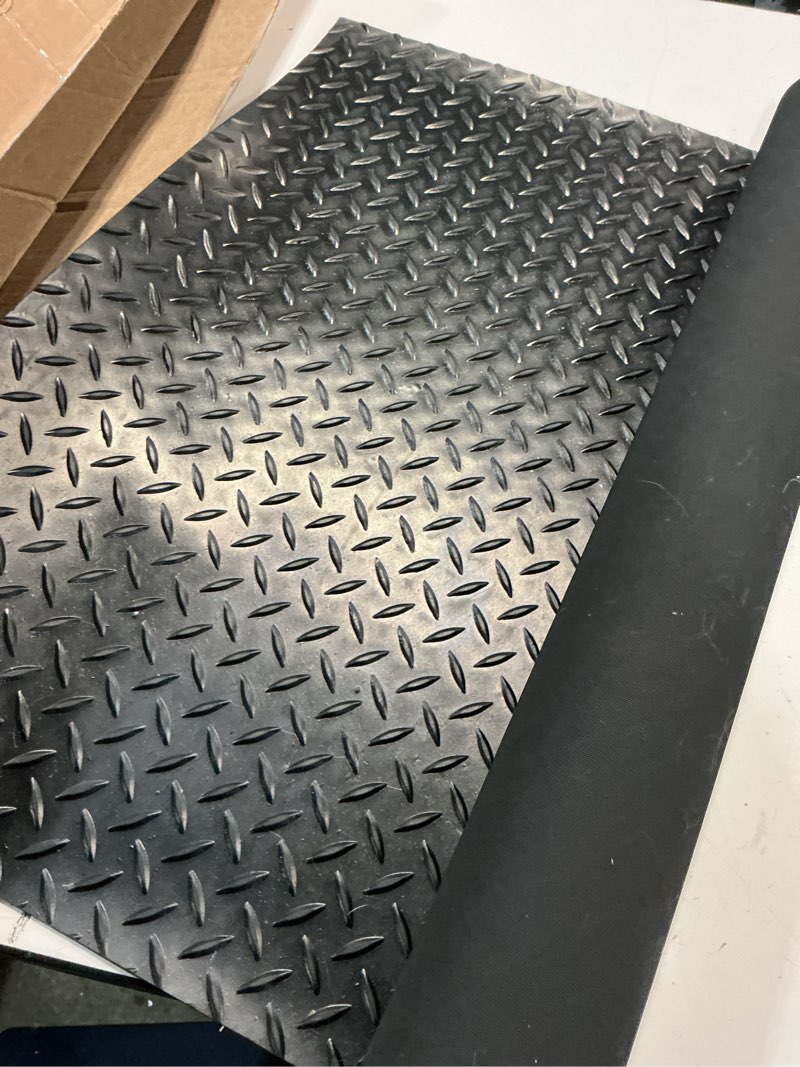 Condition photo showing Good Condition for Rubber-Cal Diamond-Plate Rubber Flooring Rolls - 3 mm x 4 ft x 2 ft Rolls - Black 2 ft x 4 ft x 0.1 in