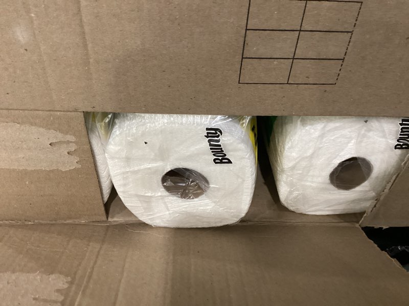 Condition photo showing New/Like New for bounty paper towels quick size, white, 16 family rolls = 40 regular rolls family 16 rolls (107 sheets each)