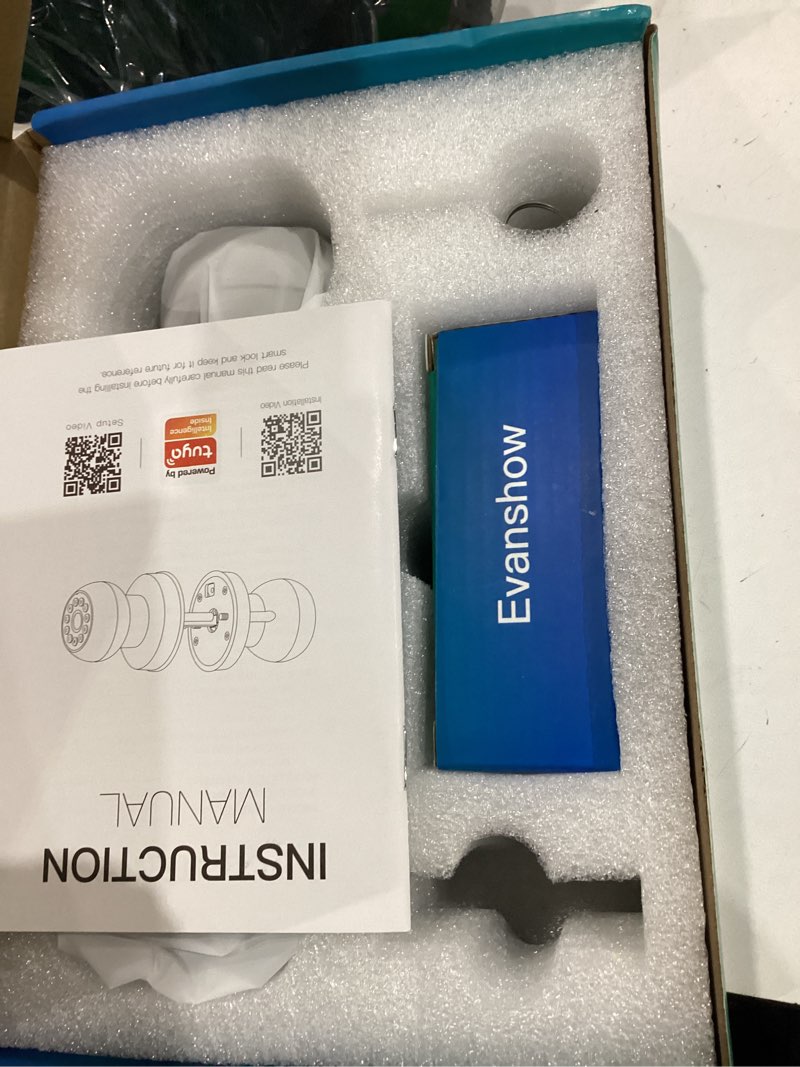 Condition photo showing Good Condition for smart door knob fingerprint door lock 4-in-1 keyless entry (fingerprint/app/code/key) with auto-lock easy install for home/bedroom/office-silver