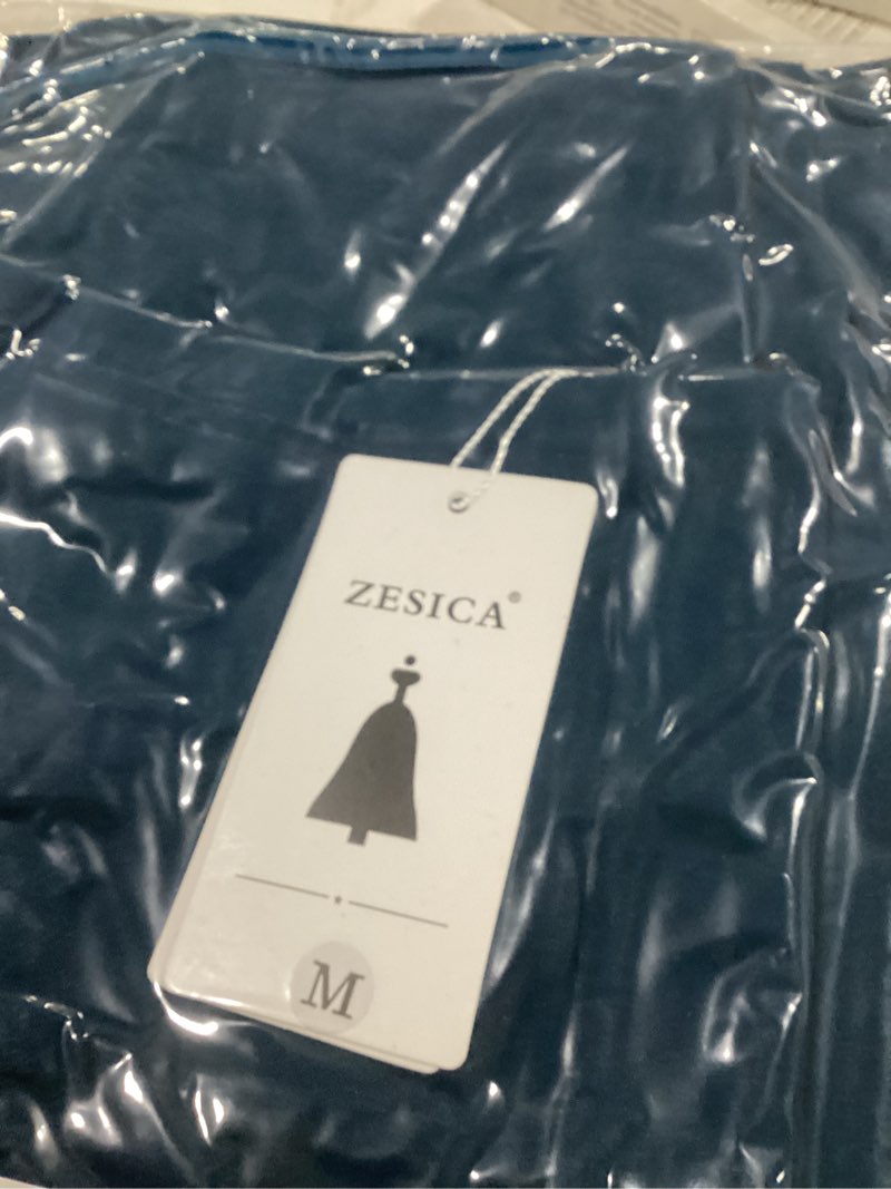Condition photo showing Good Condition for ZESICA Women's One Shoulder Long Sleeve Cocktail Dress Sexy High Slit Ruched Bodycon Wedding Guest Maxi Dresses Teal Medium