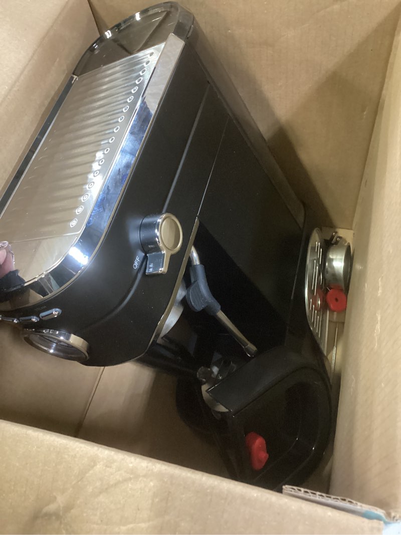 Condition photo showing As Is for casabrews cm5418 espresso machine 20 bar, stainless steel espresso maker with milk frother, compact cappuccino machine for home, small espresso coffee machine for latte, black deep black button