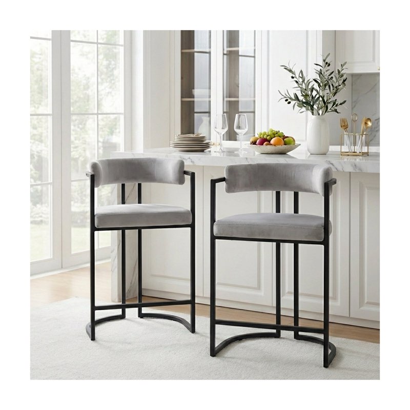 Similar Modern Upholstered Stool (Set of 2) gray possibly incomplete screws