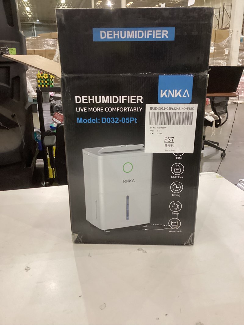 Condition photo showing As Is for KNKA 1600 sq.ft Dehumidifier for Basement, Max 21 Pint Dehumidifiers for Home with Drain Hose, Continuous Drainage, Washable Filter, Intelligent Humidistat for Bedroom, Bathroom, Large Room