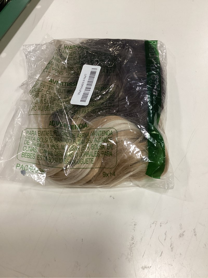 Condition photo showing Good Condition for hair toppers for women, 20 inch hand tied breathable toppers hair pieces for women with thinning crown wispy bangs mix human hair clip in curly lightweight wiglets(beig brownwith dark root) bangs wispy bangs-beig brownwith dark root