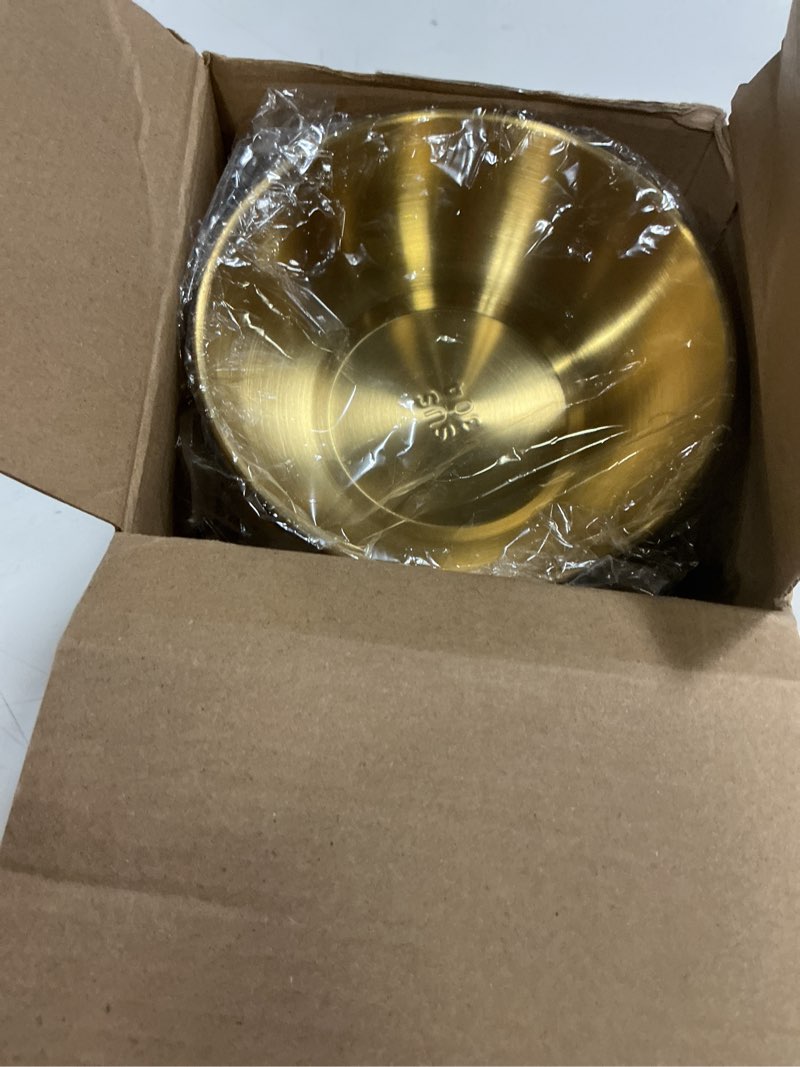 Condition photo showing Good Condition for nuogo 10 pcs gold bowls 4.7 inch stainless steel mixing bowls decorative esthetician bowl for facial metal serving bowl for holiday birthday party wedding baking prepping salad fruit soup 4.7 inch gold 10