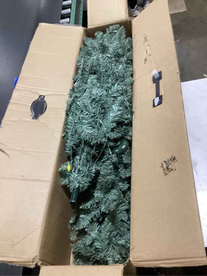 Condition photo showing As Is for 6.5FT Pre-lit Artificial Christmas Tree with 813 Branch Tips, 250 Dual-Color LED Lights and Metal Stand, Realistic Blue Spruce Tree for Holiday Décor Blue Spruce With Multicolored Lights 6ft 6in