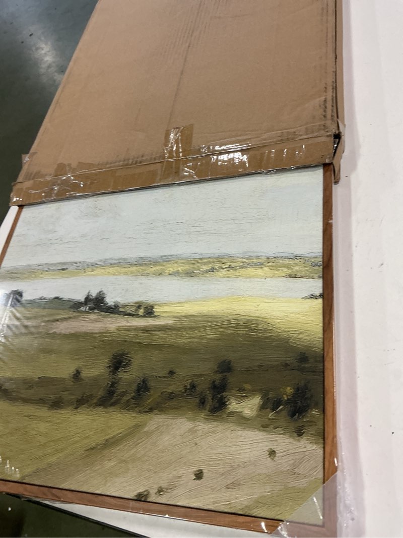 Condition photo showing New/Like New for VIYYIEA Nature Large Framed Wall Art, View of Hilly Vintage Art Decor Room Aesthetic, 16X24 Inch Canvas Print Art, Farmhouse Landscape Painting Wall Decor for Bedroom Bathroom Office A Hilly Landscape 16"x24"