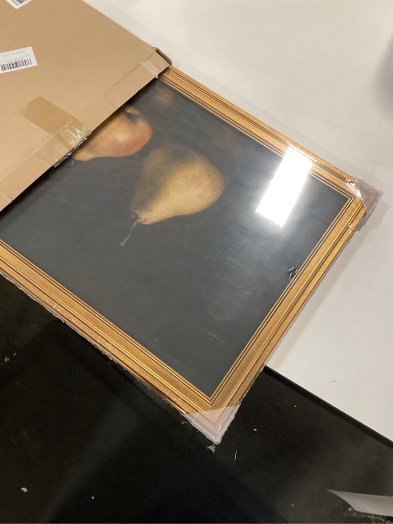 Condition photo showing New/Like New for WHASAYART Gold Framed Vintage Wall Art for Living Room, Pear Fruits Painting Prints Shelf Decor for Kitchen, Aesthetic Bedroom Wall Art Decor, Christmas Gift for Friends or Family Two Pears 16"x24" Two Pears 24L" x 16W"