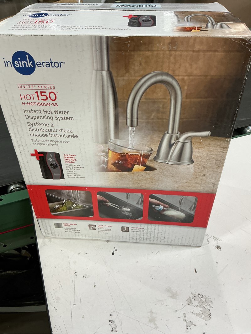 Condition photo showing New/Like New for InSinkErator H-HOT150SN-SS Instant Hot Water Dispenser System with Stainless Steel Tank, Satin Nickel