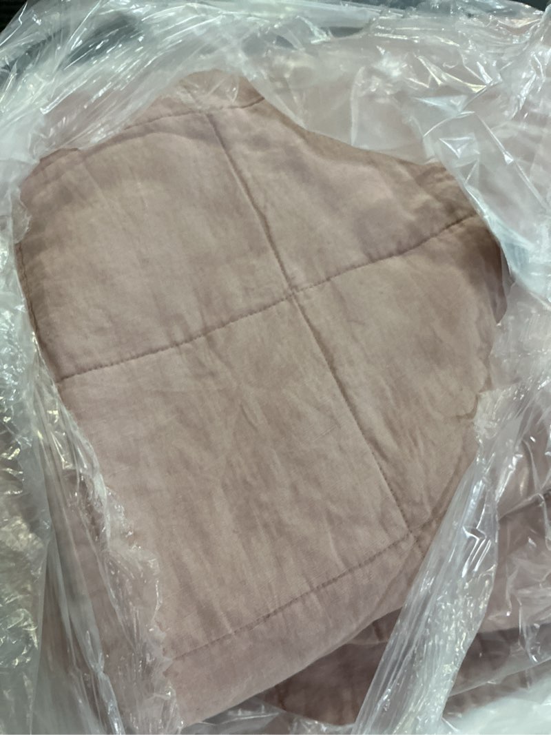 Condition photo showing Good Condition for lightweight european linen box quilt, king/cal king, dusty mauve